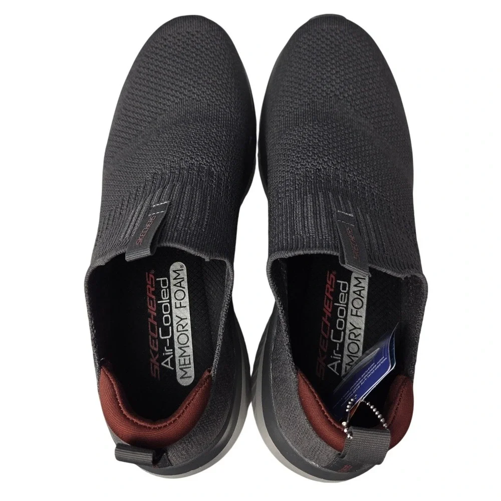 Skechers Ultra Flex 3.0 Demchek Shoes Men 9 Gray Red Slip On Sneaker Stretch NEW